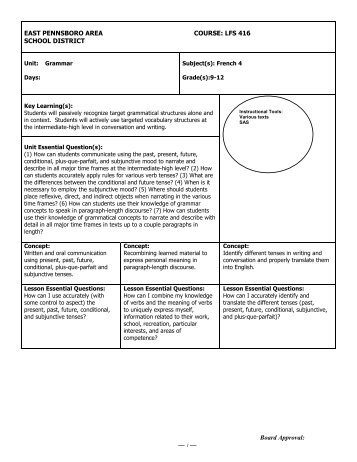 French 4 - Grammar - East Pennsboro Area School District