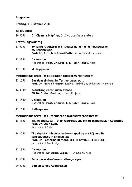 Kölner Konferenz Arbeitsrecht und Methode