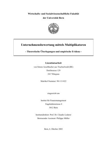 Executive Summary (pdf, 489KB) - Institut für Finanzmanagement ...