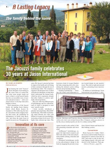 The Jacuzzi family celebrates 30 years at Jason International