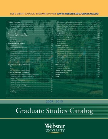 Graduate Studies Catalog - Webster University