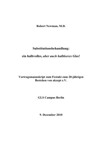 Substitutionsbehandlung: ein halbvolles, aber auch ... - akzept e.V.