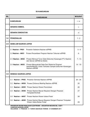 ISI KANDUNGAN BIL KANDUNGAN M/SURAT KANDUNGAN i - iv ...