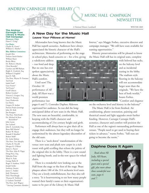Winter 2009 Newsletter - Andrew Carnegie Free Library and Music ...