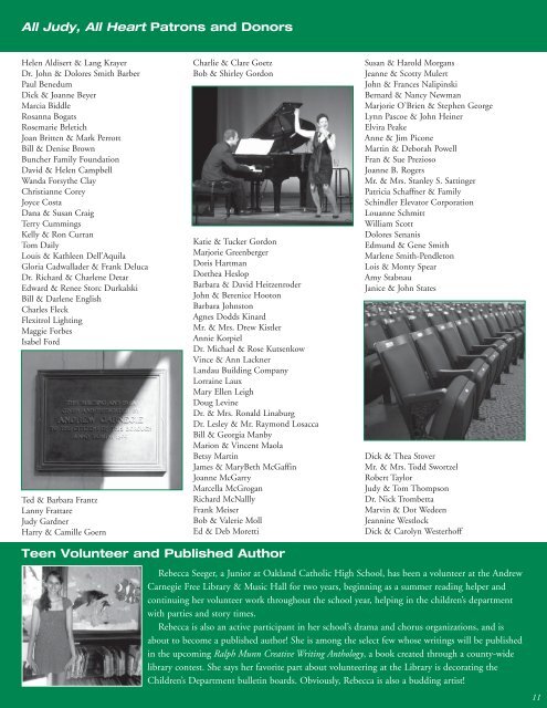 Winter 2009 Newsletter - Andrew Carnegie Free Library and Music ...