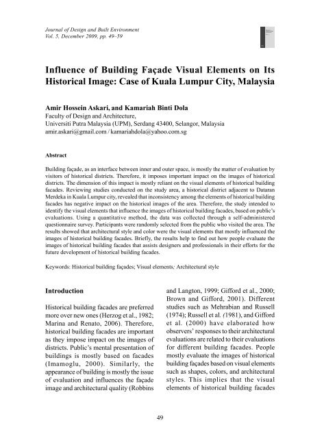 Influence of Building Façade Visual Elements on Its Historical Image