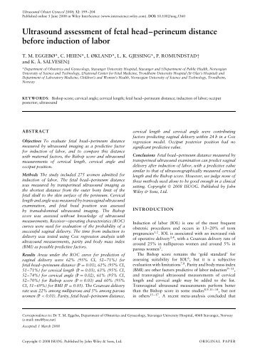 Ultrasound assessment of fetal headâperineum distance before ...