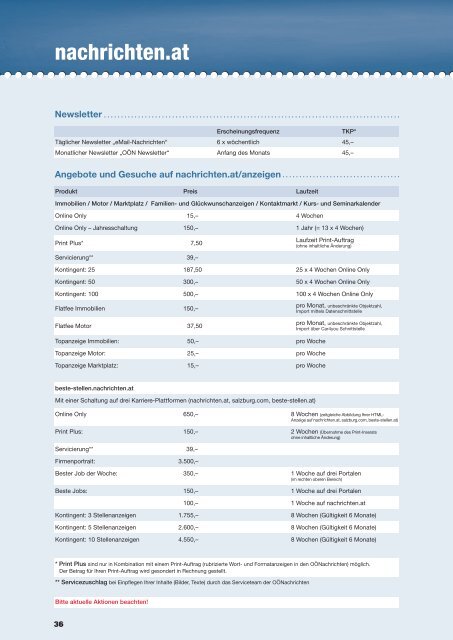 aktuellen Preisliste - Nachrichten.at