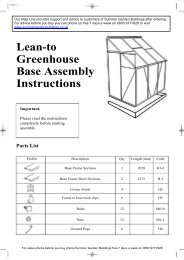 Base Assembly Instructions - Lean to Greenhouse 04 - Summer ...