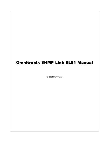 Omnitronix SNMP-Link SL81 Manual