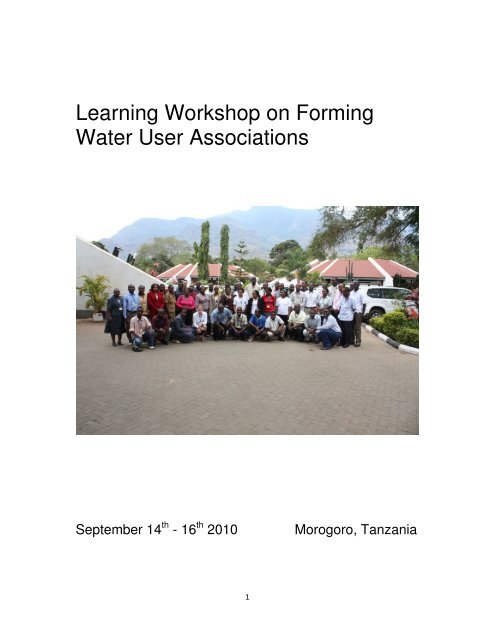 Learning Workshop on Forming Water User Associations - IUCN