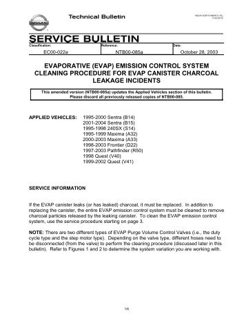 EVAPORATIVE (EVAP) EMISSION CONTROL SYSTEM CLEANING ...