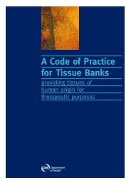 A Code of Practice for Tissue Banks