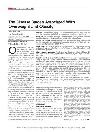 The Disease Burden Associated With Overweight and Obesity