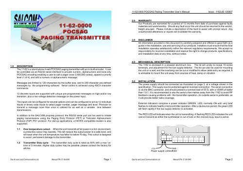 DOWNLOAD 11-62 POCSAG Paging Transmitter Product ... - Salcom