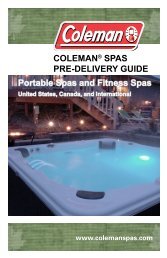 COLEMAN® SPAS PRE-DELIVERY GUIDE Portable Spas and ...