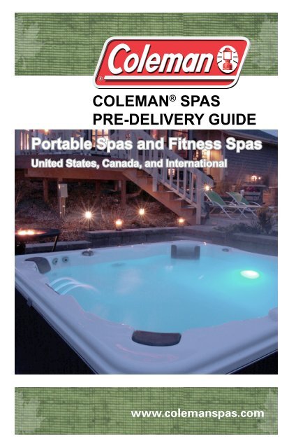 COLEMAN® SPAS PRE-DELIVERY GUIDE Portable Spas and ...