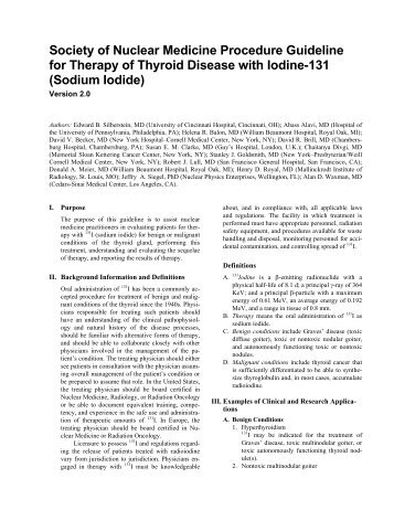 Procedure Guideline for Therapy of Thyroid Disease with Iodine-131