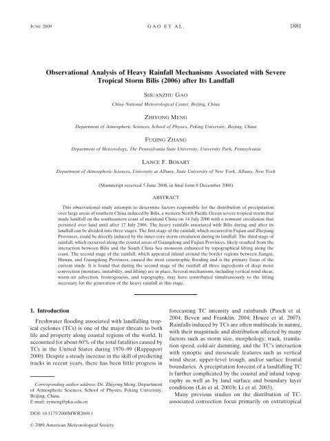 Observational Analysis of Heavy Rainfall Mechanisms Associated ...