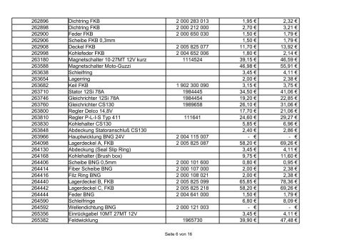 Preisliste - Tiedemann Auto-Elektrik