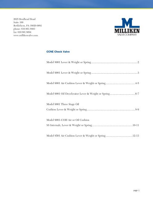Milliken CCNE Check Valves - PEC-KC.com