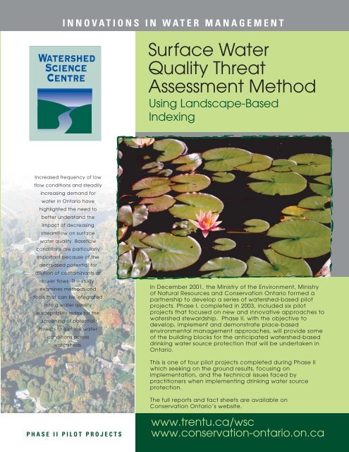 Surface Water Quality Threat Assessment Method - Conservation ...
