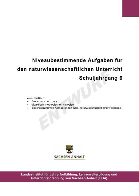 Niveaubestimmende Aufgaben Fur Den Naturwissenschaftlichen