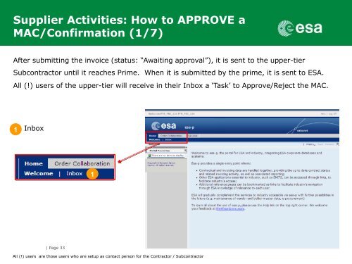 Supplier Activities: How to SUBMIT for approval - esa-p