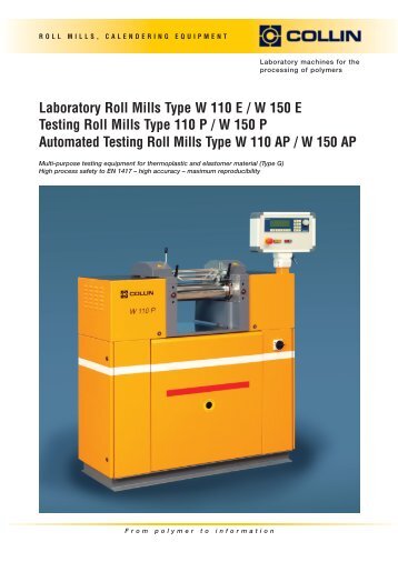 Laboratory Roll Mills Type W 110 E / W 150 E Testing Roll Mills ...