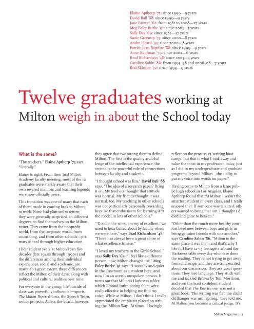 Milton Magazine - Milton Academy