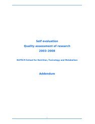 Self evaluation Quality assessment of research 2003-2008 ... - Nutrim