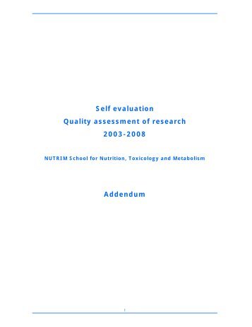 Self evaluation Quality assessment of research 2003-2008 ... - Nutrim