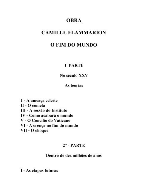 OBRA CAMILLE FLAMMARION O FIM DO MUNDO - a era do espÃ­rito