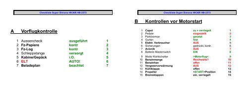 Checkliste Super Dimona HK36R