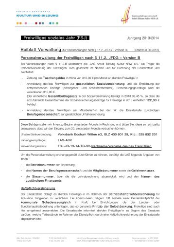 FWD-KuBi 13-14 Beiblatt Verwaltung 11.2 B, PDF - FSJ Kultur in NRW