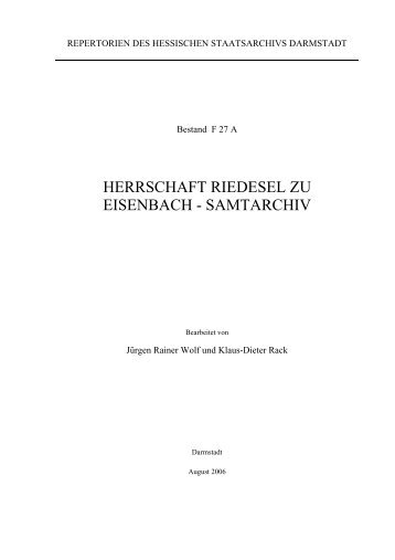 herrschaft riedesel zu eisenbach - samtarchiv - Hessisches Archiv ...