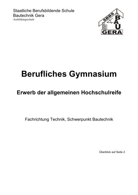 Berufliches Gymnasium Technik, Schwerpunkt Bautechnik - SBBS ...