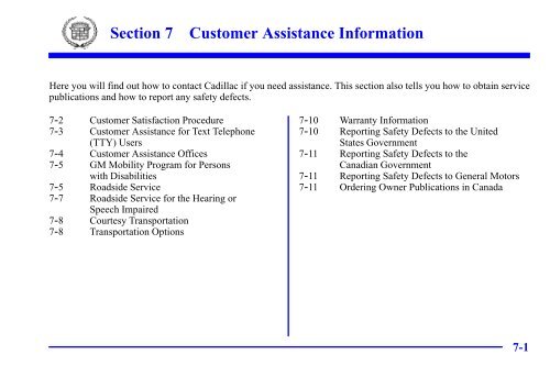 2000 Cadillac Catera Owners Manual