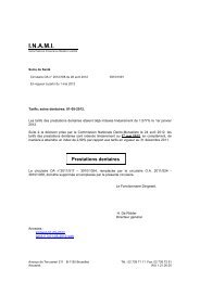 Tarifs des Praticiens de l'art dentaire â A partir du 01/05/2012 - Inami