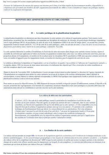 le cadre juridique de la planification hospitaliÃ¨re - Vie publique