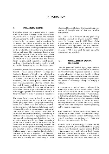 MANUAL ON STREAM GAUGING - E-Library - WMO