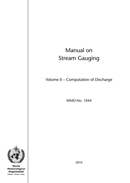 MANUAL ON STREAM GAUGING - E-Library - WMO