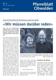 Pfarreiblatt 3 – «Wir müssen darüber reden ... - Kirche Obwalden