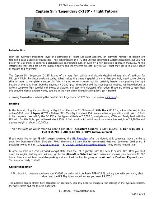 Captain Sim 'Legendary C-130' - Flight Tutorial - e-HAF