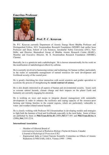 Emeritus Professor Prof. P. C. Kesavan - IGNOU