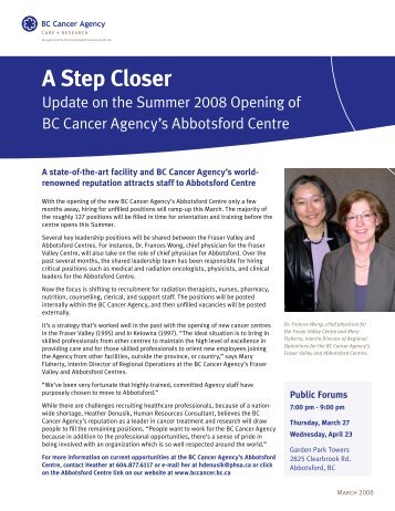A Step Closer - BC Cancer Agency