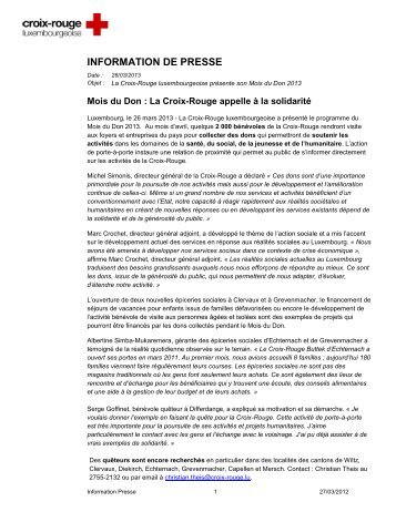 INFORMATION DE PRESSE - Croix-Rouge luxembourgeoise
