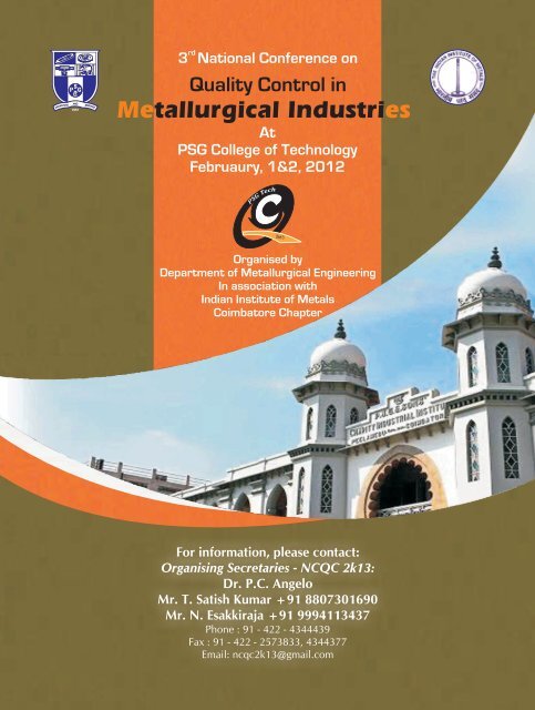 Quality Control in Metallurgical - PSG College of Technology