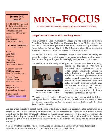 MINI-FOCUS - Sections - Mathematical Association of America