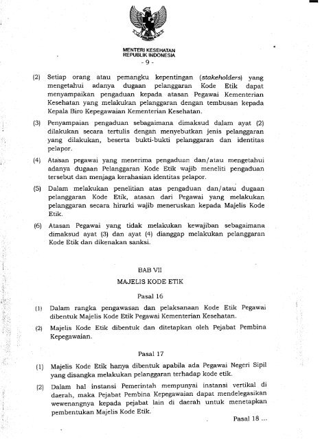 Nomor 008 Tahun 2012 tentang Kode Etik Pegawai Negeri Sipil di ...